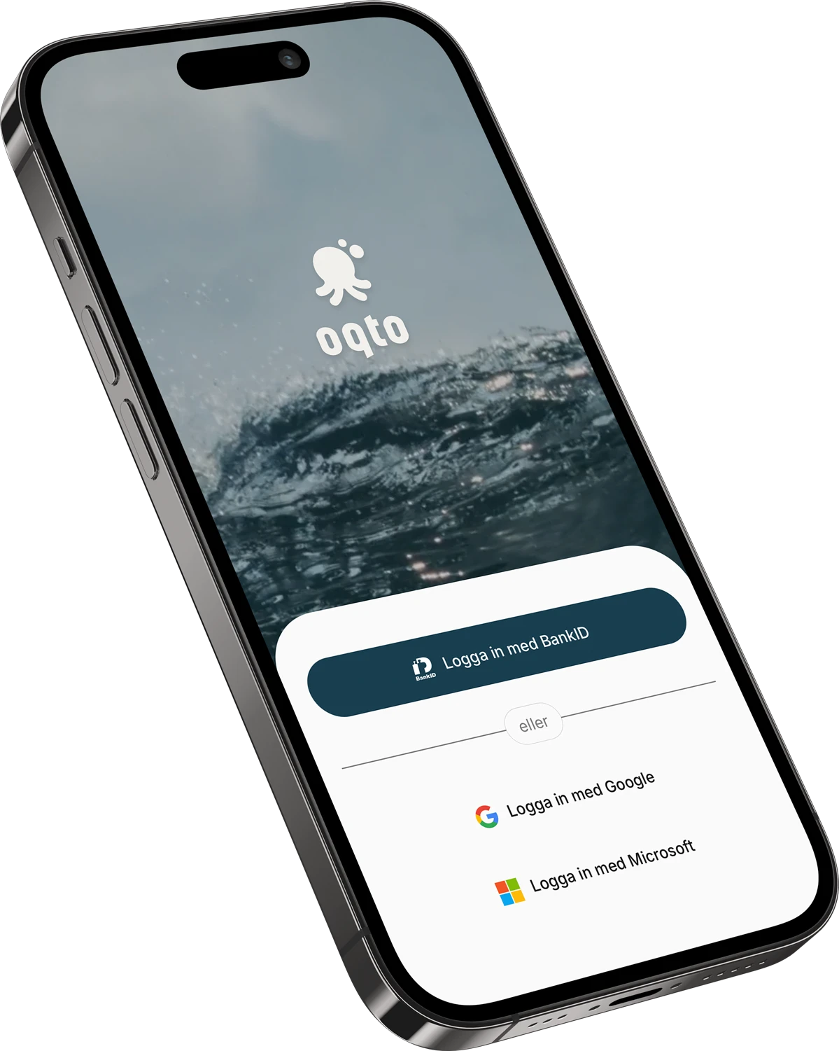 Oqtos app, inloggning med BankID